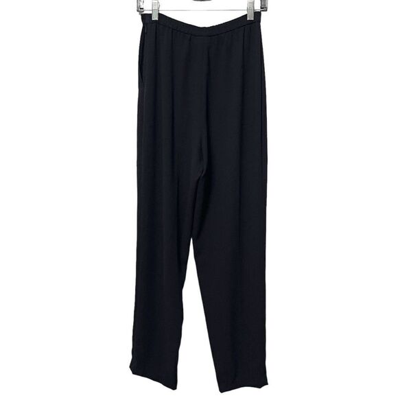 FRANK USHER Crepe Minimalist Black Pants 8 - Picture 6 of 8